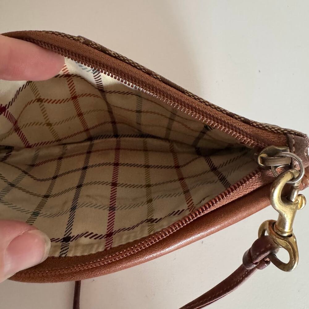 Coach Signature Jacquard Bleecker Buckle Wristlet Brown Leather Clutch Vtg Y2K - Picture 6 of 9